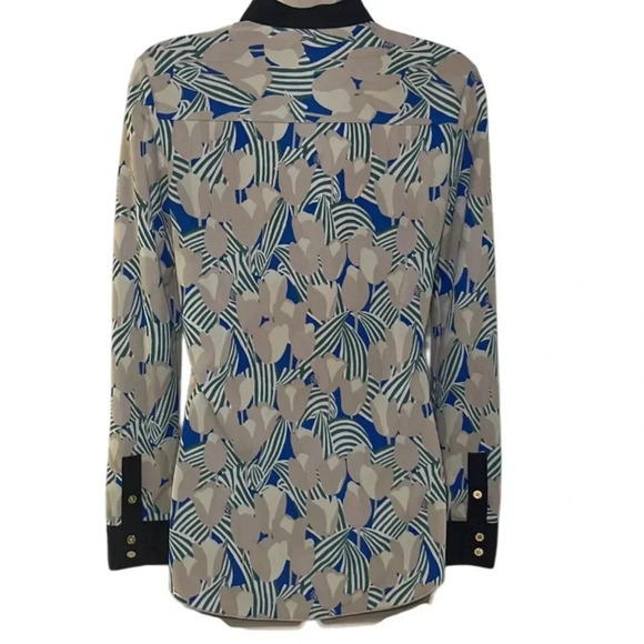 Tory Burch Mandarin Collar XS Blouse Tulip Print - Picture 2 of 6